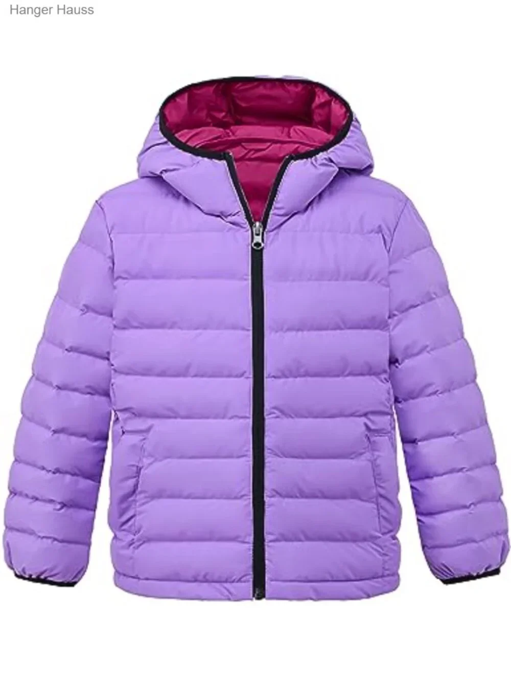 Girls' Winter Puffer Coat Waterproof Insulated Hooded Jacket with Zipper Pockets